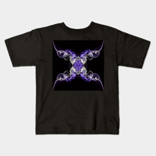 White and purple abstract twisted smoke isolated on black background, formed in circles Kids T-Shirt